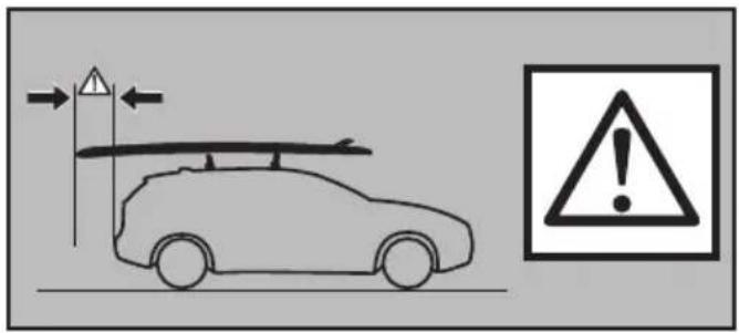 Diagram showing a car with traffic light and warning sign, including an exclamation mark symbol
