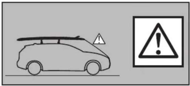 Warning sign and car silhouette with warning symbol