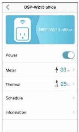 DSP-W215 office DSP-W215 office Power Meter 33° > Thermal 25° > Schedule > Information >