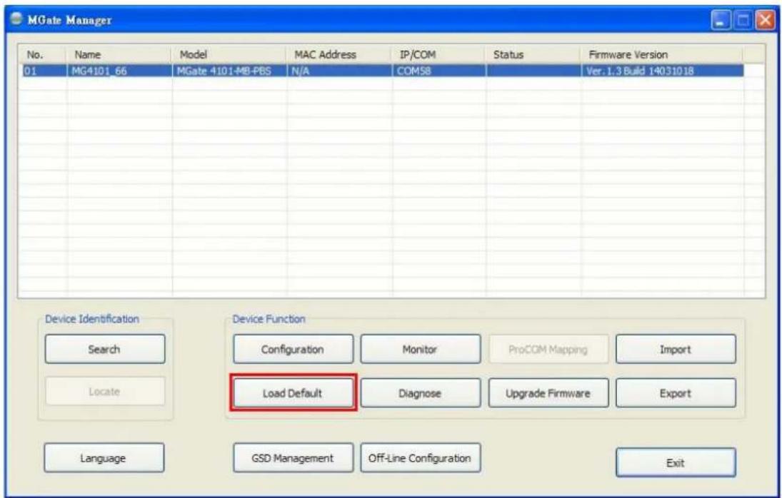 Moxa 4101-MB-PBS - Load Default - 1
