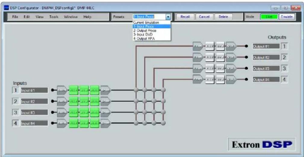 Extron DMP 44 LC - Previewing and Recalling a Preset - 1