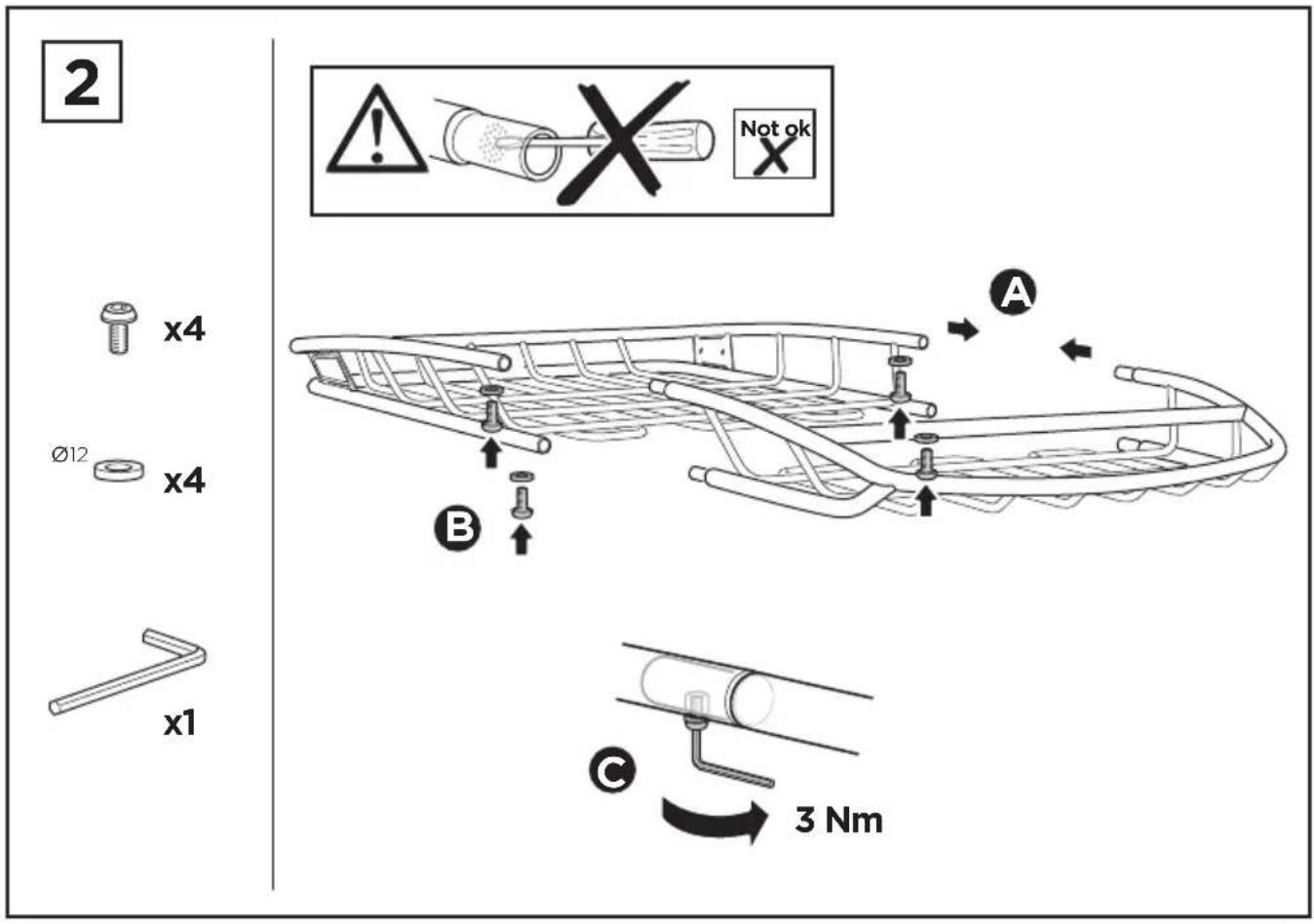2 x4 Ø12 x4 x1 A B C 3 Nm Not ok