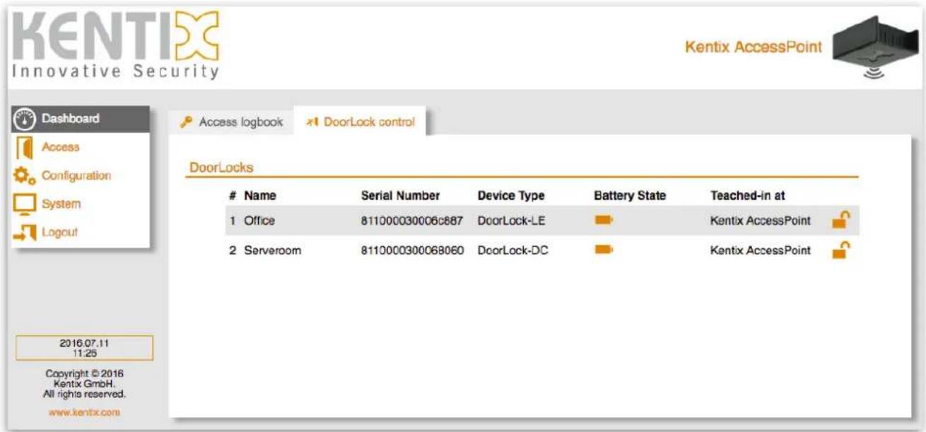 Kentix KXC-RA1 - Dashboard - DoorLock control - 1