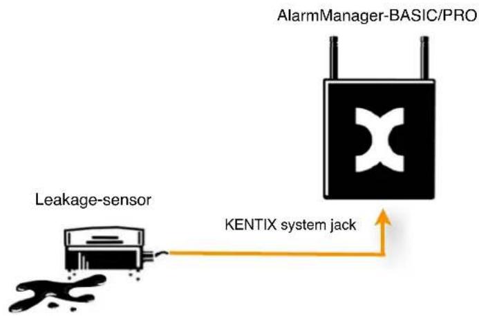 Kentix KXC-RA1 - Connection example 1: Leakage-Sensor connected to AlarmManager - 1