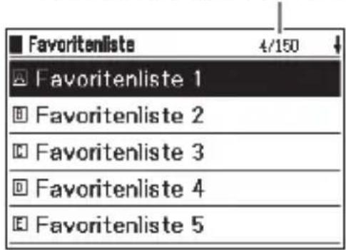 ■ Favoritenliste 4/150 ↓ ■ Favoritenliste 1 □ Favoritenliste 2 □ Favoritenliste 3 □ Favoritenliste 4 □ Favoritenliste 5