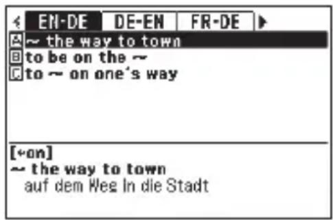 EN-DE DE-EN FR-DE ~ the way to town to be on the ~ to ~ on one's way [+on] ~ the way to town auf dem Weg In die Stadt