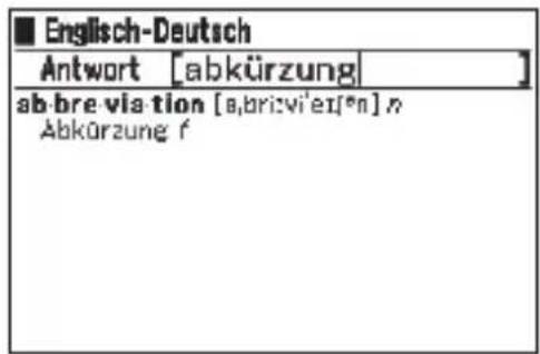 ■ Englisch-Deutsch Antwort [abkürzung] ab-bre via tion [a,bri:vi'eɪn*] n Abkürzung f