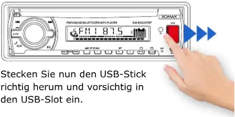 Xomax XM-RSU247BT - USB-Medien anschließen - 1