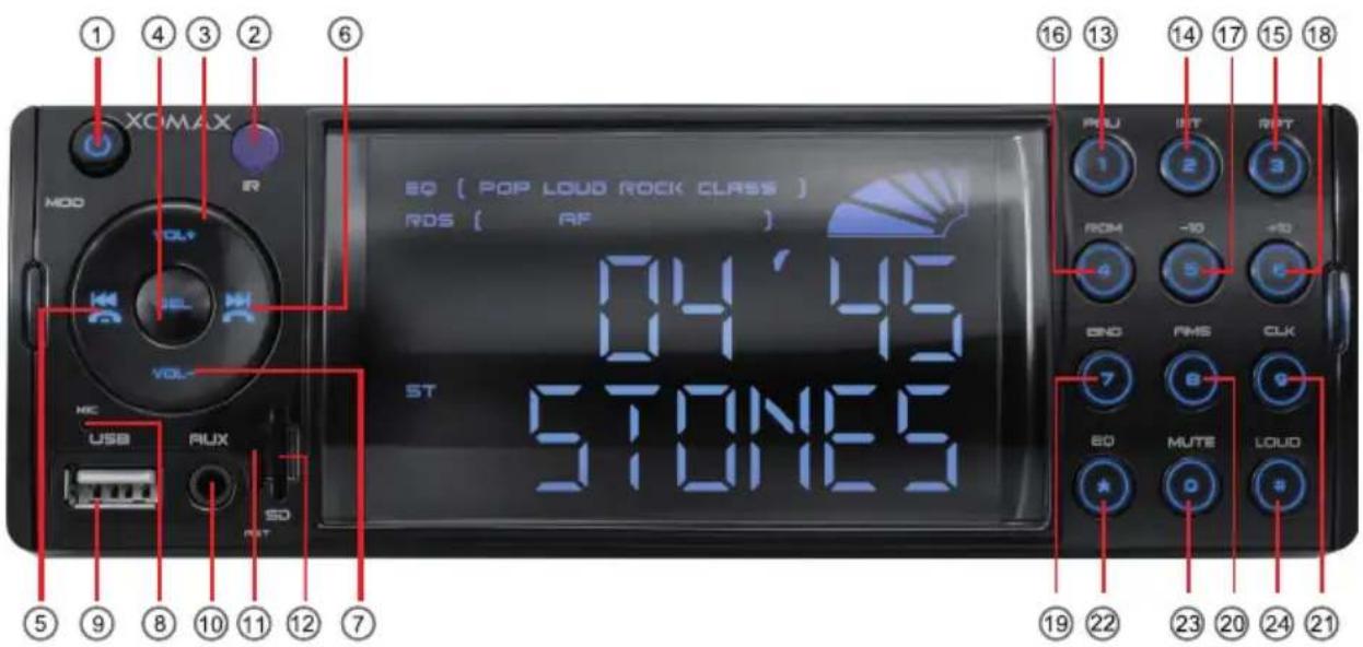 Xomax XM-RSU236BT V2 - Bedienelemente am Autoradio - 1