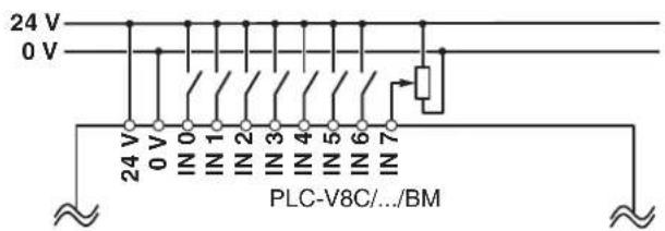 Phoenix PLC-V8C/PT-24DC/EM - Connecting integrated inputs - 1