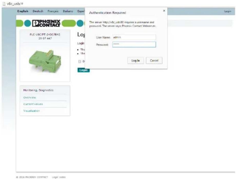 Phoenix PLC-V8C/PT-24DC/EM - Login - 2