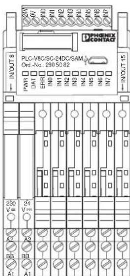 Phoenix PLC-V8C/PT-24DC/EM - Pin assignment of digital inputs via PLC-INTERFACE terminal blocks - 1