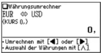 Währungsumrechner EUR ⇔ USD (KURS 0,) 0, • Umrechnen mit [◀] oder [▶]. • Auswahl der Währungen mit [∧].