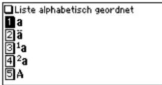 □ Liste alphabetisch geordnet 1 a 2 ä 3 1a 4 2a 5 A