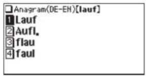 Anagram(DE-EH)[lauf] 1 Lauf 2 Aufl. 3 flau 4 faul