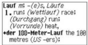 Lauf m; -(e)s, Läufe 1. run; (Wettlauf) race; (Durchgang) run; (Vorrunde) heat, •der 100-Meter-Lauf the 100 metres (US -ers);