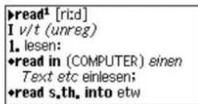 read¹ [rid] I v/t (unreg) 1. lesen: •read in (COMPUTER) einen Text etc einlesen; •read s.th. into etw