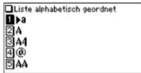□ Liste alphabetisch geordnet 1 ▶a 2 A 3 A4 4 @ 5 AA
