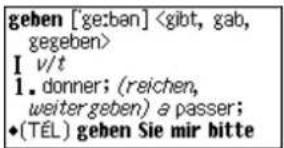 geben ['ge:ban] I v/t 1. donner; (reichen, weitergeben) a passer; •(TÉL) geben Sie mir bitte