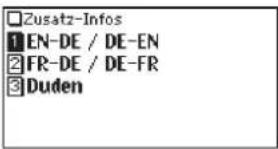 □Zusatz-Infos 1 EN-DE / DE-EN 2 FR-DE / DE-FR 3 Duden