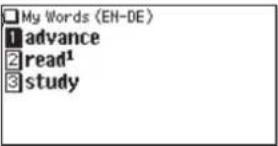 SHARP PW-E420 - Löschen eines Eintrags in der Liste „My Words“ (Meine Wörter) - 1