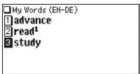 SHARP PW-E420 - Löschen eines Eintrags in der Liste „My Words“ (Meine Wörter) - 2