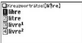 Kreuzworträtsel[li?re] 1 libre 2 litre 3 livre¹ 4 livre²
