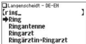 Langenscheidt - DE-EN [ring_ ] →Ring Ringantenne Ringarzt Ringärztin→Ringarzt