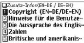 □ Zusatz-Infos(EN-DE / DE-EN) 1 Copyright (EN-DE/DE-EN) 2 Hinweise für die Benutze... 3 Die Aussprache des Englis... 4 Zahlen 5 Britische und amerikanis...