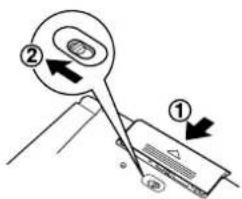 Diagram showing a mechanical device with labeled parts and directional arrows indicating motion or assembly.