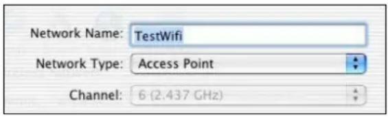 Network Name: TestWifi Network Type: Access Point Channel: 6 (2.437 GHz)