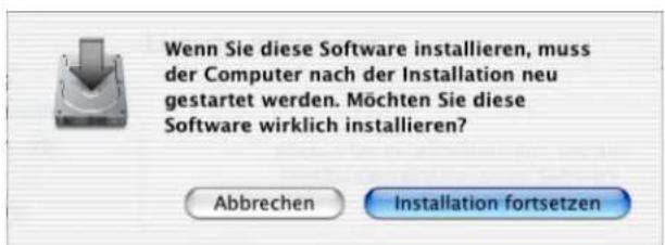 Wenn Sie diese Software installieren, muss der Computer nach der Installation neu gestartet werden. Möchten Sie diese Software wirklich installieren? Abbrechen Installation fortsetzen