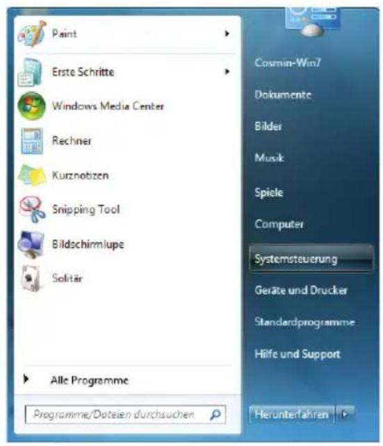 Paint Erste Schritte Windows Media Center Rechner Kurznotizen Snipping Tool Bildschirmlupe Solitär Alle Programme Programme/Dateien durchsuchen Cosmin-Win7 Dokumente Bilder Musik Spiele Computer Systemsteuerung Geräte und Drucker Standardprogramme Hilfe und Support Herunterfahren