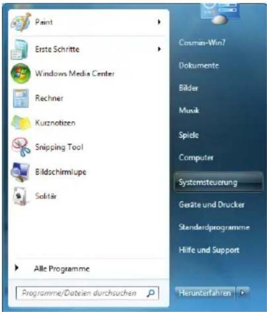 Paint Erste Schritte Windows Media Center Rechner Kurznotizen Snipping Tool Bildschirmlupe Solitär Alle Programme Programme/Dateien durchsuchen Cosmin-Win/ Dokumente Bilder Musik Spiele Computer Systemsteuerung Geräte und Drucker Standardprogramme Hilfe und Support Herunterfahren