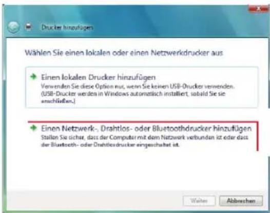 Wählen Sie einen lokalen oder einen Netzwerkdrucker aus • Einen lokalen Drucker hinzufügen Verwenden Sie diese Option nut, wenn Sie keinen USB-Drucker verwenden. (USB-Drucker werden in Windows automatisch installiert, siebald Sie sie entschäften.) • Einen Netzwerk-, Drahtlos- oder Bluetoothdrucker hinzufügen Stellen Sie sicher, dass der Computer mit dem Netzwerk verbunden ist oder dass der Bluetooth- oder Drahtlosdrucker eingeschaltet ist.