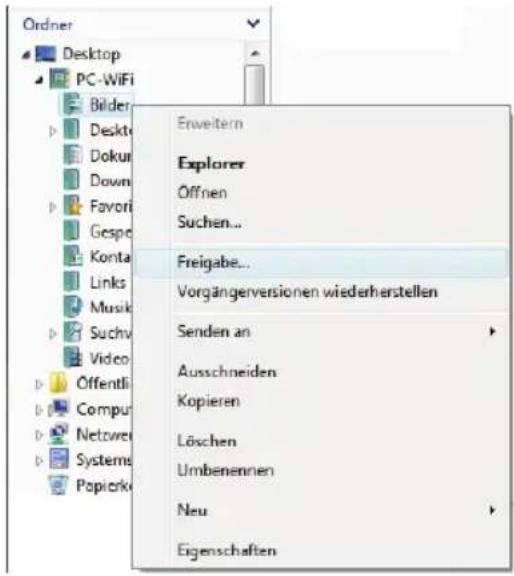 Ordner Desktop PC-WiFi Bilder Desktop Dokur Down Favori Gespe Konta Links Musik Suchv Video Offentli Comput Netzwe Systems Papierky Erweitern Explorer Öffnen Suchen... Freigabe... Vorgängerversionen wiederherstellen Senden an Ausschneiden Kopieren Löschen Umbenennen Neu Eigenschaften