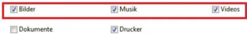 Bilder Musik Videos Dokumente Drucker