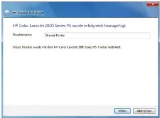 Drucker Niträufen HP Color LaserJet 2800 Series PS wurde erfolgreich hinzugefügt. Druckemere: Shared-Printer Dieser Drucker wurde mit dem HP Color LaserJet 2800 Series PS-Treiber installiert. Welter Abbrevchen