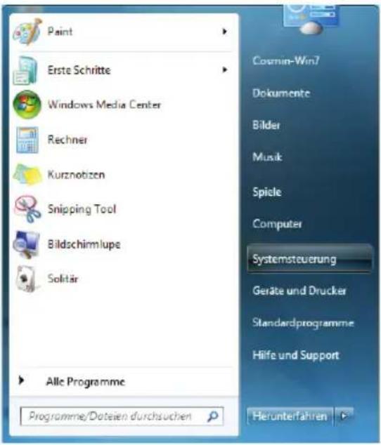 Paint Erste Schritte Windows Media Center Rechner Kurznobizen Snipping Tool Bildschimlupe Solitär Alle Programme Programme/Dateien durchsuchen Cosmin-Win/ Dokumente Bilder Musik Spiele Computer Systemsteuerung Geräte und Drucker Standardprogramme Hilfe und Support Herunterfahren
