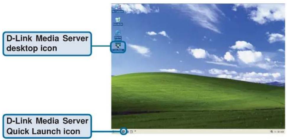 D-Link Media Server desktop icon D-Link Media Server Quick Launch icon