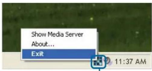 Show Media Server About... Exit 11:37 AM