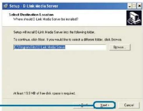 Setup - D-Link Media Server Select Destination Location Where should D Link Media Server be installed? Setup will install D-Link Media Server into the following folder. To continue, click Next. If you would like to select a different folder, click Browse. D:\Program Files\Link Media Server Browse... At least 19.9 MB of free disk space is required. Next > Cancel