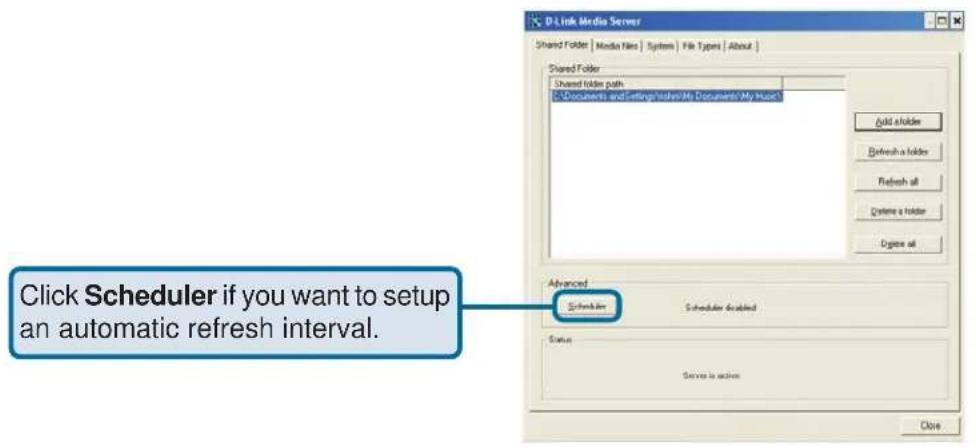 Click Scheduler if you want to setup an automatic refresh interval.