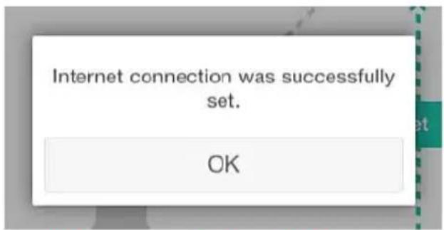 Internet connection was successfully set. OK