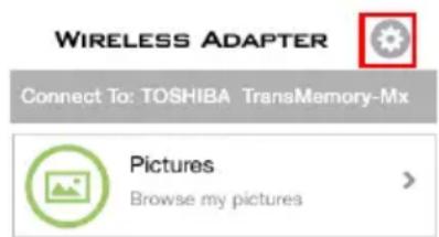 WIRELESS ADAPTER Connect To: TOSHIBA TransMemory-Mx Pictures Browse my pictures