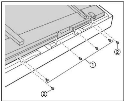 Technical diagram showing a mechanical assembly with labeled components and alignment lines