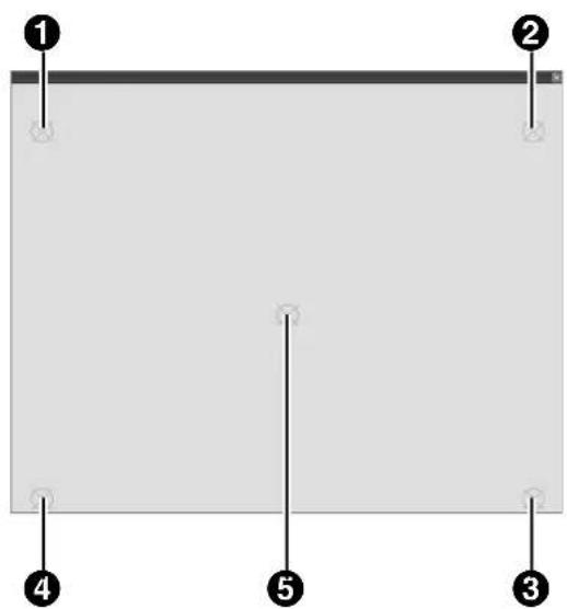 PANASONIC UB-T780BP - Press the electronic pen at a right angle against the board at the intersecting points of each circle until it disappears (about 2 seconds). Repeat in the order shown in the illustration below. - 1