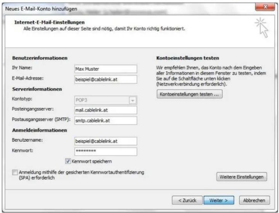 CISCO EPC 3940 - E-Mailkonfiguration für Outlook 2007 unter Windows 7-10 - 10