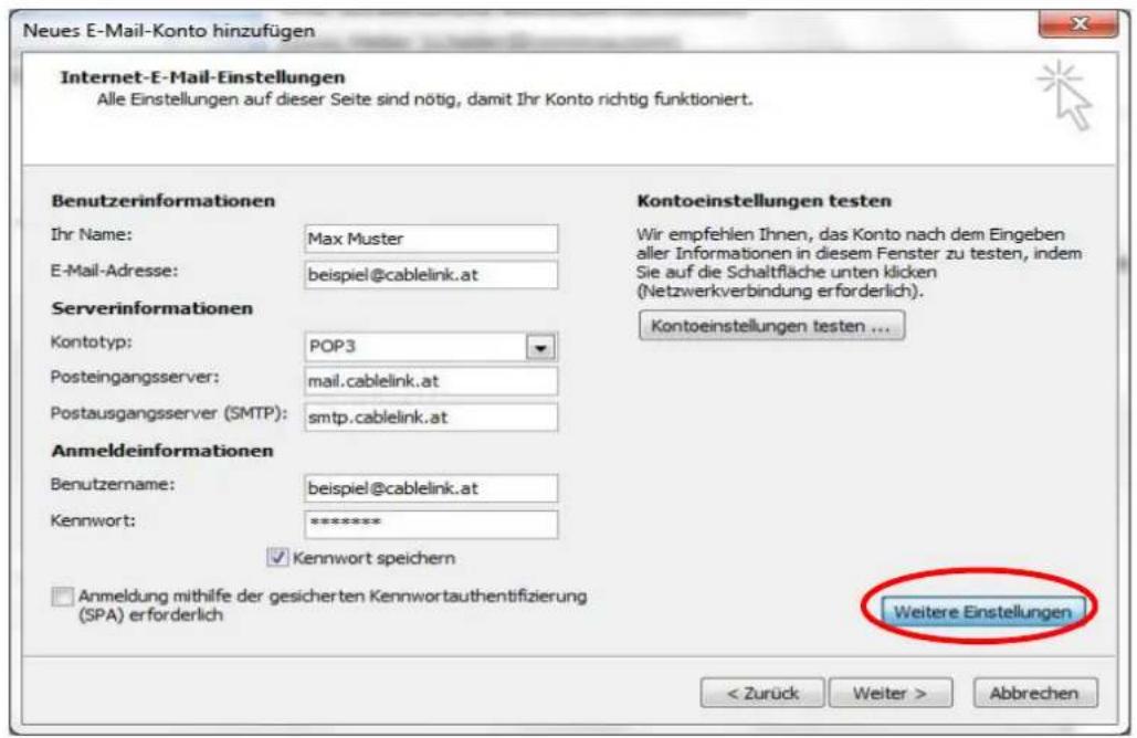 CISCO EPC 3940 - E-Mailkonfiguration für Outlook 2007 unter Windows 7-10 - 6