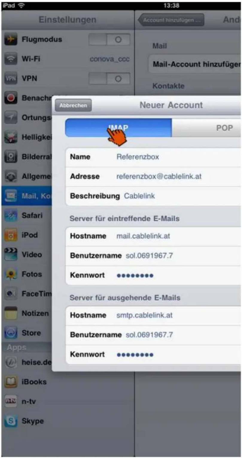 CISCO EPC 3940 - E-Mailkonfiguration für Apple iOS (iPad, iPhone) - 6